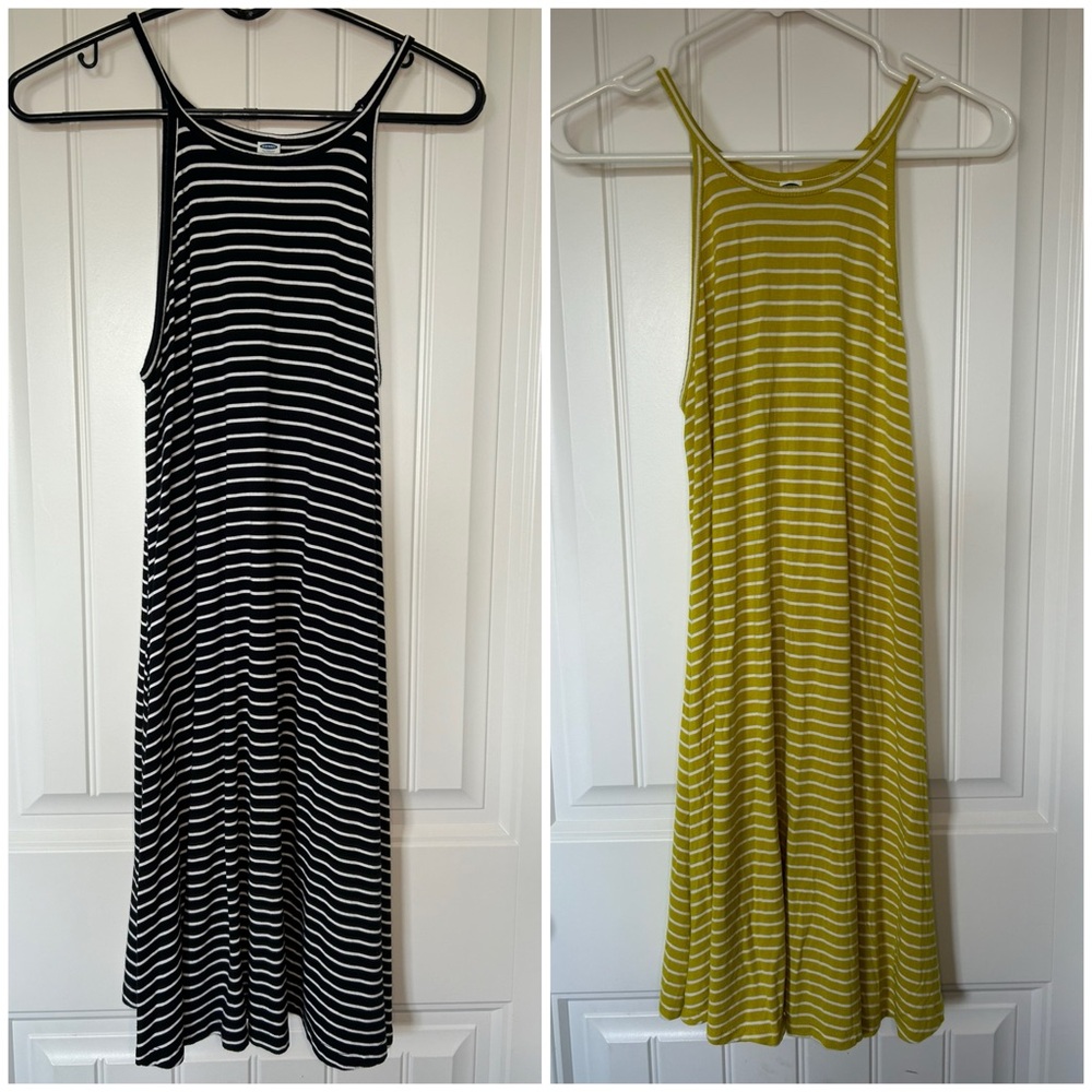 *BUNDLE OF 2 (!!) Old Navy striped dresses - Lime Green & Black (Small/XS)